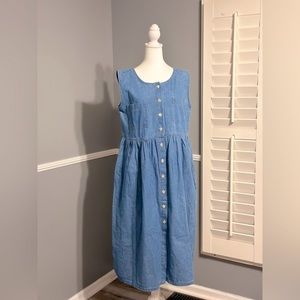 Splendid Vintage Modest Denim Dress Cottagecore Grannycore Size Medium Blue